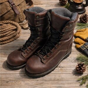Georgia Boot Logger Work Boots Mens 9W Wide Dark Brown Leather EH - GB00237